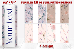 Floral 20 oz tumbler wrap add name Pastel flowers lilies Product Image 1
