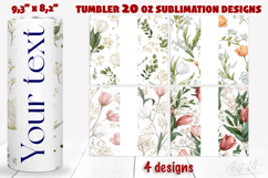 Floral 20 oz tumbler wrap add name Tulip pattern tumbler PNG Product Image 1