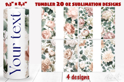 Floral 20 oz tumbler wrap add name Peonies roses pattern PNG Product Image 1