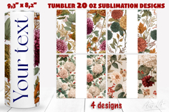 Floral 20 oz tumbler wrap add name Garden flowers Hydrangea Product Image 1