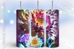 neon flowers tumbler wrap, Colorful Stained Glass Flowers Product Image 1