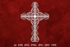 Flourish Cross Svg, Filigree Cross, Memorial SVG, Cross SVG Product Image 1