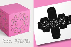 Flourish Motif Cuttable Cube Favor Box with Holes SVG