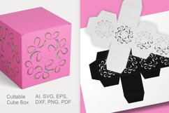 Flourish Motif Cuttable Cube Favor Box with Holes SVG