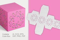 Flourish Motif Cuttable Cube Favor Box with Holes SVG