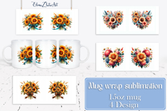 Flowers Mug Sublimation, wild flowers Design Mug Product Image 1