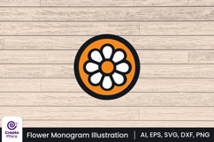 flowe-flower monogram-flower logo-floral monogram-vector illustration-sticker-sublimation