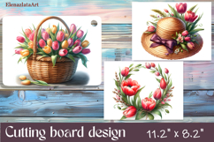 Watercolor Wreath tulips Cutting Board, Easter design Product Image 1