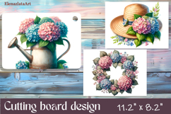 Watercolor Wreath hydrangea Cutting Board, Easter design Product Image 1