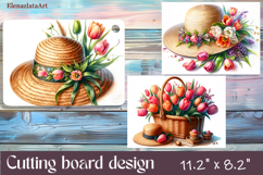 Watercolor Wreath tulips Cutting Board, Easter design Product Image 1