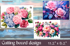 Watercolor summers flowers Cutting Board Product Image 1