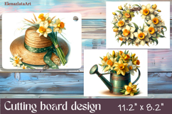 Watercolor summers flowers Cutting Board Product Image 1