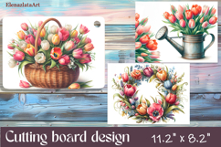 Watercolor summers flowers Cutting Board Product Image 1