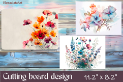 Watercolor summers flowers Cutting Board Product Image 1