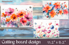 Watercolor summers flowers Cutting Board Product Image 1