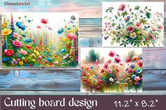 Watercolor summers flowers Cutting Board Product Image 1
