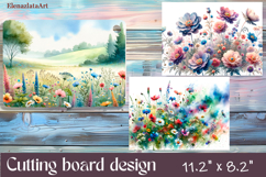 Watercolor summers flowers Cutting Board Product Image 1