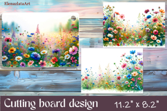 Watercolor summers flowers Cutting Board Product Image 1