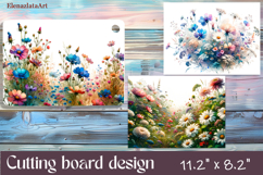 Watercolor summers flowers Cutting Board Product Image 1