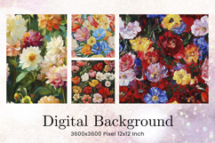 Flower Pattern Background Wallpaper Digital Paper_1 Product Image 1