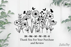 Flower SVG Flower Meadow SVG Wildflower SVG Flower Line art. Product Image 8