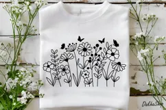 Flower SVG Flower Meadow SVG Wildflower SVG Flower Line art. Product Image 2