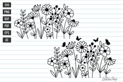 Flower SVG Flower Meadow SVG Wildflower SVG Flower Line art. Product Image 1