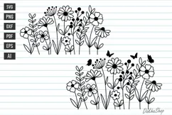 Flower SVG Flower Meadow SVG Wildflower SVG Flower Line art. Product Image 1