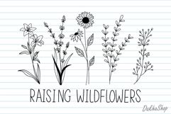 Raising Wildflower Svg, Flower Svg, Flower Line Art. Product Image 2