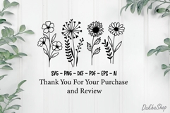 Flower SVG Flower Meadow SVG Wildflower SVG Flower Line art. Product Image 9