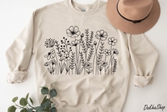 Flower Hand Drawn SVG, Flowers SVG, Wildflower Meadow SVG Product Image 5