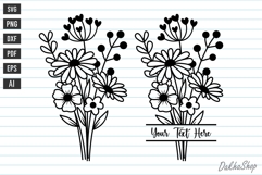 Flowers Svg, Flower split Monogram Svg, Floral Bouquet Svg. Product Image 1