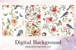 Flower Pattern Background Wallpaper Digital Paper_4 Product Image 1