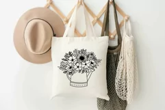 Flower Svg, Watering Can With Flowers Svg, Flower Line Art. Product Image 6