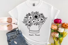 Flower Svg, Watering Can With Flowers Svg, Flower Line Art. Product Image 3