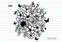 Flower And Butterfly Svg, Flower Bouquet Svg, Flower Svg. Product Image 9
