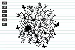 Flower And Butterfly Svg, Flower Bouquet Svg, Flower Svg. Product Image 1