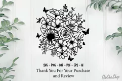 Flower And Butterfly Svg, Flower Bouquet Svg, Flower Svg. Product Image 10