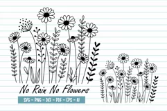 No rain No Flowers Svg, Flower Svg, Flower Line art. Product Image 1