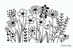 Flower SVG Flower Meadow SVG Wildflower SVG Flower Line art Product Image 2