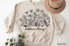 Flower Svg, Flower Meadow, Wildflower Svg, flower line Art. Product Image 7