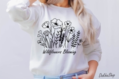 Flower Svg, Flower Meadow, Wildflower Svg, flower line Art. Product Image 9