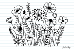 Flower Svg, Flower Meadow, Wildflower Svg, flower line Art. Product Image 2