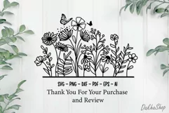 Flower Svg, Flower Meadow Svg, Wilflower Svg, Flower Border Product Image 11
