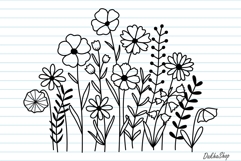 Flower Svg, Flower Meadow, Wildflower Svg, flower line Art. Product Image 5