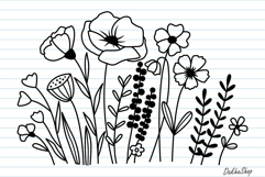 Flower Svg, Flower Meadow, Wildflower Svg, flower line Art. Product Image 3