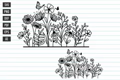 Flower Svg, Flower Meadow Svg, Wilflower Svg, Flower Border Product Image 1