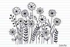 Flower Svg, Flower Meadow, Wildflower Svg, flower line Art. Product Image 6