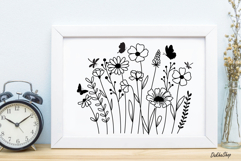 Flower Svg, Flower and Butterfly Svg, Flower Line Art. Product Image 5