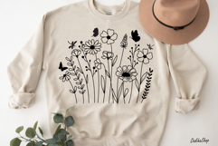 Flower Svg, Flower and Butterfly Svg, Flower Line Art. Product Image 7